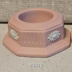 Wedgwood. Deux porte-bougies en jaspe rose/ bougies chauffe-plat en très bon état RARE