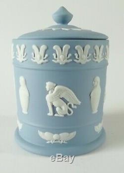 Wedgwood Égyptien Pot Et Couvercle Bleu Jasperware