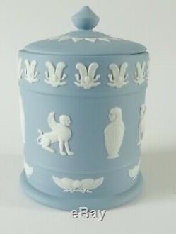 Wedgwood Égyptien Pot Et Couvercle Bleu Jasperware