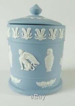 Wedgwood Égyptien Pot Et Couvercle Bleu Jasperware