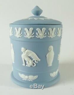 Wedgwood Égyptien Pot Et Couvercle Bleu Jasperware