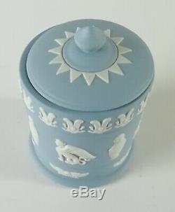 Wedgwood Égyptien Pot Et Couvercle Bleu Jasperware