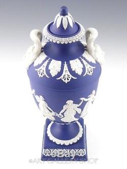Wedgwood England Jasperware Bleu Foncé Heures De Danse 10-5 / 8 Tall Vase Urn