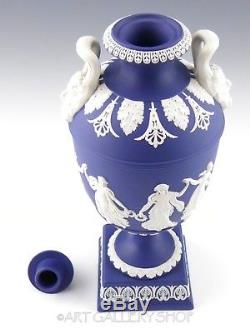 Wedgwood England Jasperware Bleu Foncé Heures De Danse 10-5 / 8 Tall Vase Urn Rare
