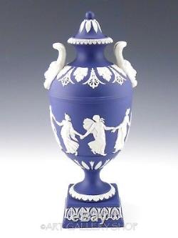 Wedgwood England Jasperware Bleu Foncé Heures De Danse 10-5 / 8 Tall Vase Urn Rare