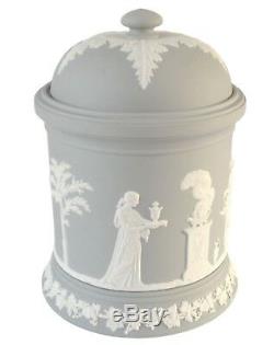 Wedgwood Gris Jasperware Tabac Pot Et Couvercle