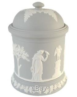 Wedgwood Gris Jasperware Tabac Pot Et Couvercle