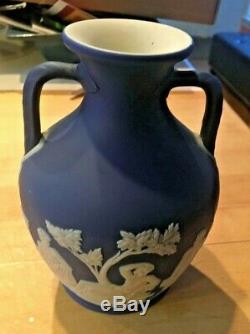 Wedgwood Japerware Antique Blue Cobalt Trempette 6+ Portland Vase C1900 Nice