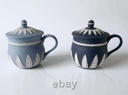 Wedgwood Jasper Tasses à crème anglaise bleu et bleu Portland Édition limitée Jasperware