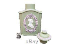 Wedgwood Jasper Tea Caddy Tri-color Jasperware Vert Lilas Blanc Mariage Royal
