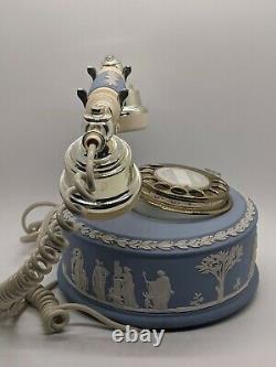 Wedgwood Jasper-ware Astral Téléphone Vintage Bleu Or Blanc Testé