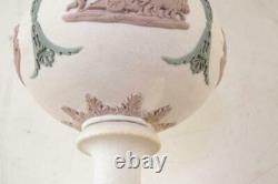 Wedgwood Jasperware 7.5 Tricolor Lilac Vert Blancc1860 Vase Piédestal Urn Nice