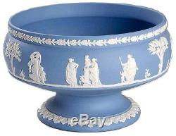 Wedgwood Jasperware 8 Ronde Footed Compote Imperial Bleu En Angleterre Made