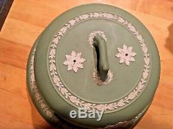 Wedgwood Jasperware Antique Vert Gâteau / Fromage 10 Plaque W Dôme Couvercle Nice Pre1890