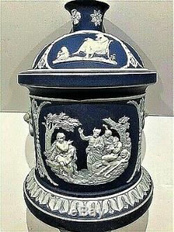 Wedgwood Jasperware Biscuit-tabac Jar Unique-muses Superbe Relief C. 1865