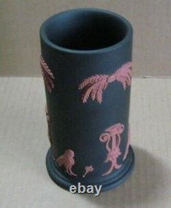 Wedgwood Jasperware Black & Terracotta Égyptienne Vase De Déversement De Grande Taille