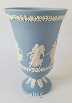 Wedgwood Jasperware Blue Dancing Hours Footed Vase