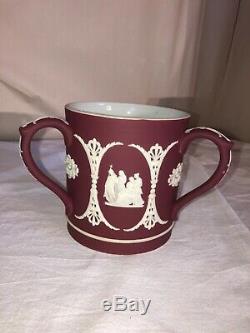 Wedgwood Jasperware Crimson / Red-coupe De L'amitié Rares C1890s Ou 1910-angleterre Victorienne