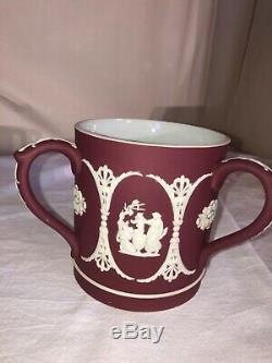 Wedgwood Jasperware Crimson / Red-coupe De L'amitié Rares C1890s Ou 1910-angleterre Victorienne