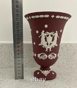 Wedgwood Jasperware Crimson Vin Rouge Vase Large -rare