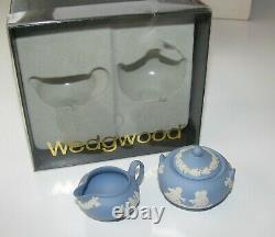 Wedgwood Jasperware Miniature Tea Set Bleu Dans Les Boîtes Originales -fabuleux