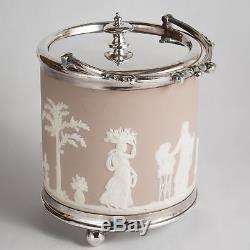 Wedgwood Jasperware Pale Lilas Biscuit Baril Cookie Jar Chiffres Classiques C1900