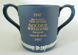 Wedgwood Jasperware Portland Blue Queen Elizabeth & Prince Phillip Loving Mug