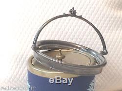 Wedgwood Jasperware Project Fix It Poignée Blue Biscuit Biscuit Tea Barrel Jar 1891