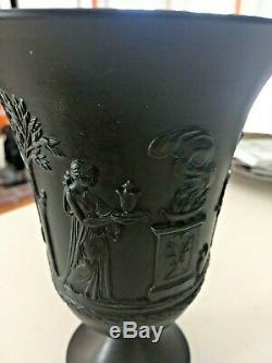 Wedgwood Jasperware Rare Grand Vase En Basalte Noir À Col Large Et À Bouche Grise 7 Nice