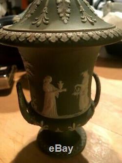 Wedgwood Jasperware Rare Green Dip 6.5 Campana Poignées De Vase Pour Vase Urne 1900 Nice