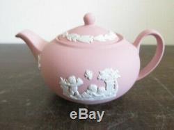 Wedgwood Jasperware Rose Miniature Plateau Teapot Set Coupe Soucoupe Creamer Sucre