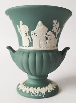Wedgwood Jasperware Teal Green Grecian Vase 3 1/2 Pouces