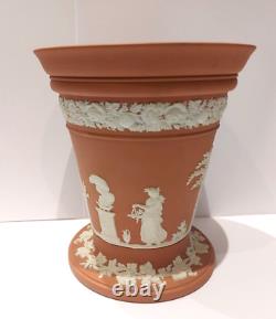 Wedgwood Jasperware Terracotta Vase Et Grenouille Grand 6,5 Pouces Rare Pas Parfait