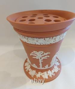 Wedgwood Jasperware Terracotta Vase Et Grenouille Grand 6,5 Pouces Rare Pas Parfait