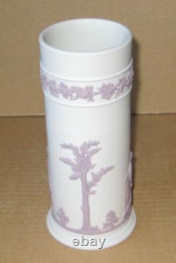 Wedgwood Jasperware Vase D'asphalte Blanc Et Lilas Tall