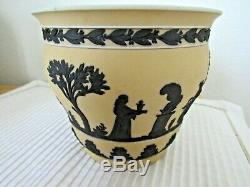 Wedgwood Jaune Avec Noir Trempé Jasperware Jardinière