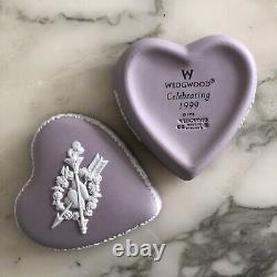 Wedgwood Lilac Jasperware Museum Boîte Àrinket Pour Coeurs Lissés Célébration 1999