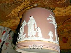 Wedgwood Lilas Jasperware Biscuit Barrel Argent Parure Plaque Victoriannice