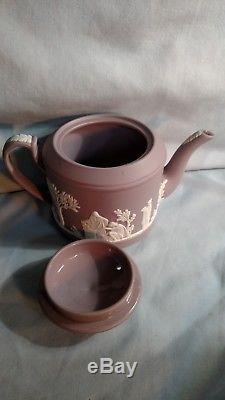 Wedgwood Lilas Jasperware Théière, Sucre Et Crème