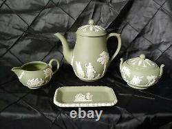 Wedgwood Made In England Green Jasperware Coffee Pot Set