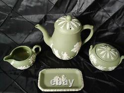 Wedgwood Made In England Green Jasperware Coffee Pot Set