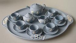 Wedgwood Miniature Blue & White Jasper Ware The Dancing Heures Tea Set