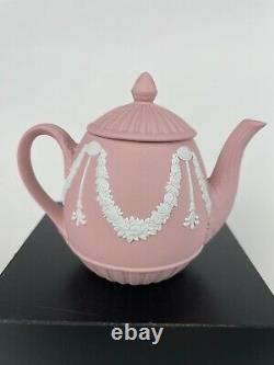 Wedgwood Pink Jasper Miniature Teapot Collection, Garland Pattern, Menthe En Boîte