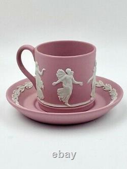 Wedgwood Pink Jasperware Dancing Hours Tasse À Café Et Soucoupe