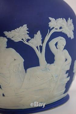 Wedgwood Portland Vase, Cobalt Blue Jasperware Cameo, 8 Pouces De Hauteur