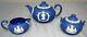 Wedgwood Royal Blue Jasper Elizabeth Ii Coronation Tea Set Teapot Creamer Sucre