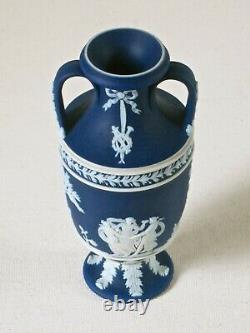 Wedgwood Small 5 Cobalt Blue Dip Jasperware Urne Ou Vase C1900