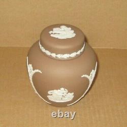 Wedgwood TAUPE BRUN FONCÉ Jasperware Petit Pot à Gingembre Couvert RARE