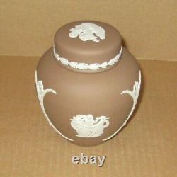 Wedgwood TAUPE BRUN FONCÉ Jasperware Petit Pot à Gingembre Couvert RARE