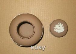 Wedgwood TAUPE BRUN FONCÉ Jasperware Petit Pot à Gingembre Couvert RARE